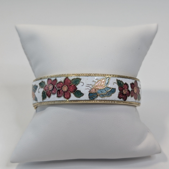 Vintage Cloisonne Hinged Bangle - Picture 5 of 14
